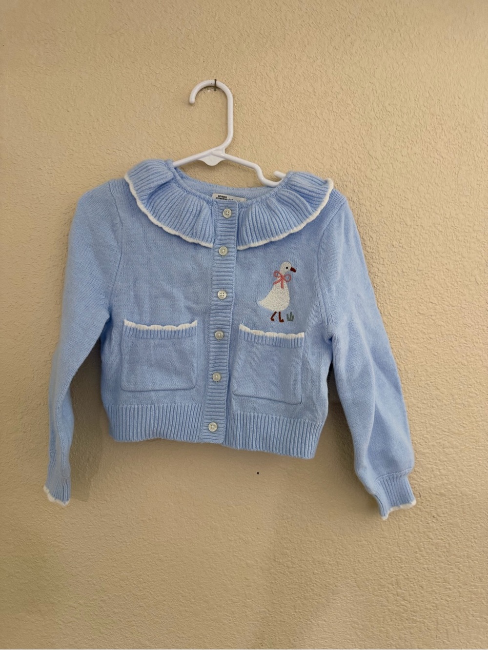 Amazon Essentials Baby Blue Knit Cardigan with Duck Motif